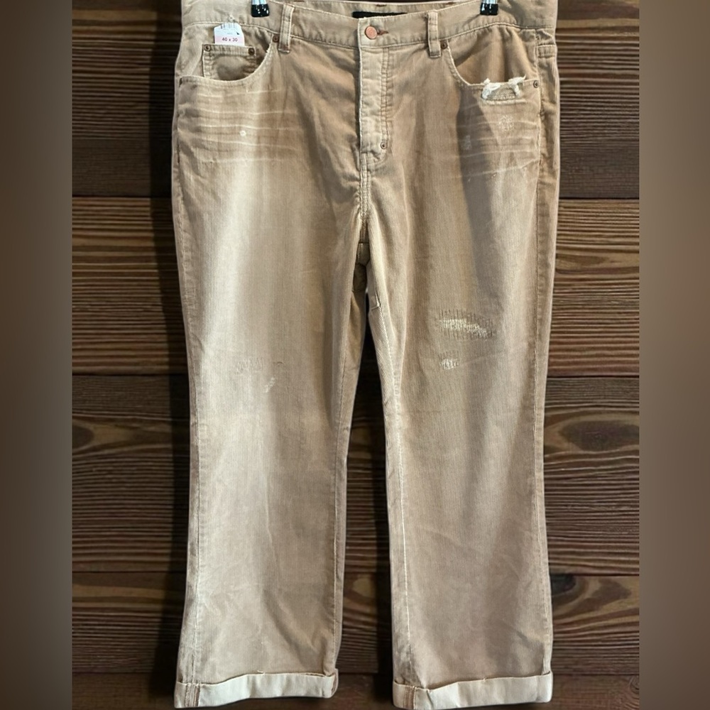 Vintage Deadstock Distressed Calvin Klein Tan Corduroy Pants Size 40 NWOT
